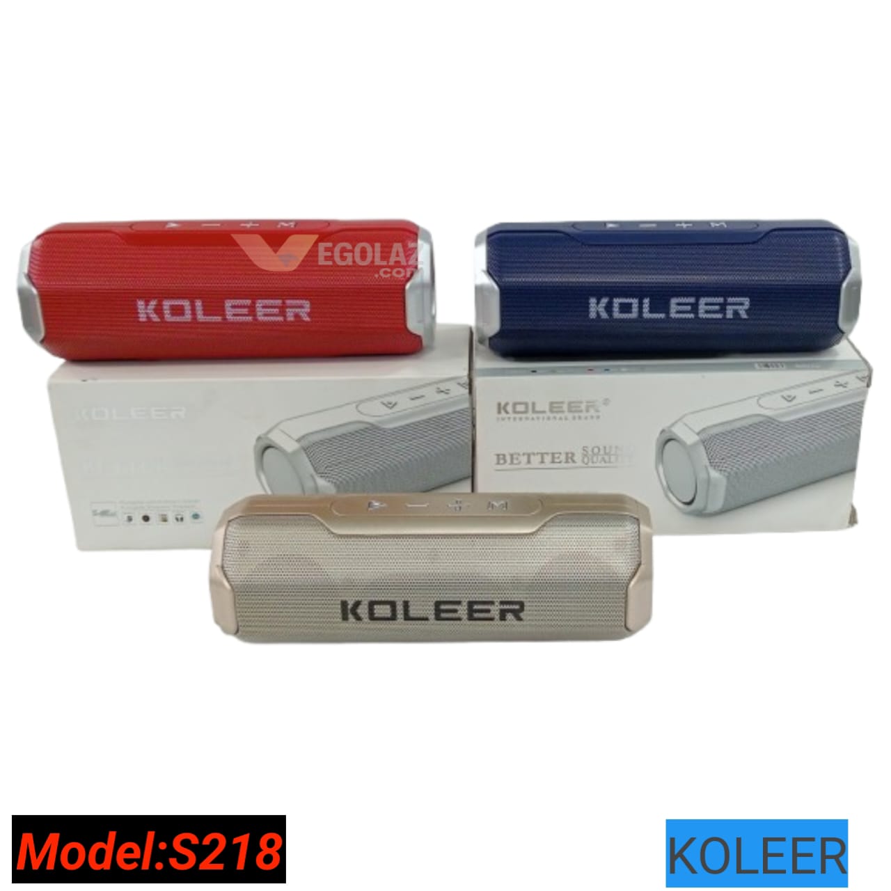 Koleer S218 Bluetooth Portable Speaker in Black – Compact Design with 2 Speakers