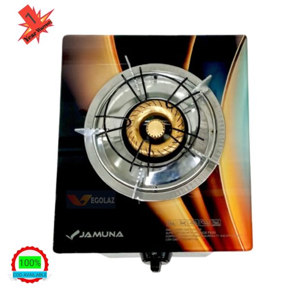 Jamuna Gas Stove JGS-SB01G Skyline | Single Brass Burner | Tempered Glass Top