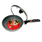 Kiam Non-Stick Fry Pan 20cm with Glass Lid, Aluminium Tapper Frypan for Healthy Cooking - Image 2
