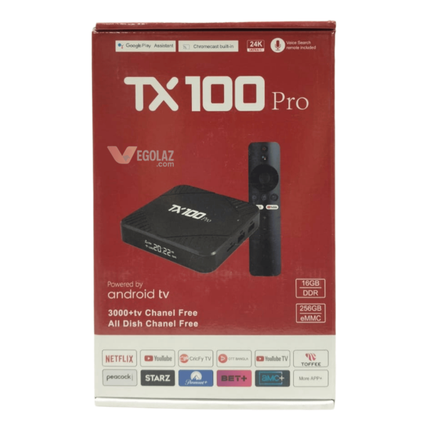 TX100 Pro Android TV Box 24K HDR | Smart Streaming Box with Voice Remote, 5G WiFi, 16GB RAM & 256GB Storage