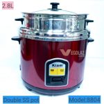 kiam 2.8L rice cooker 8804 double ss pot