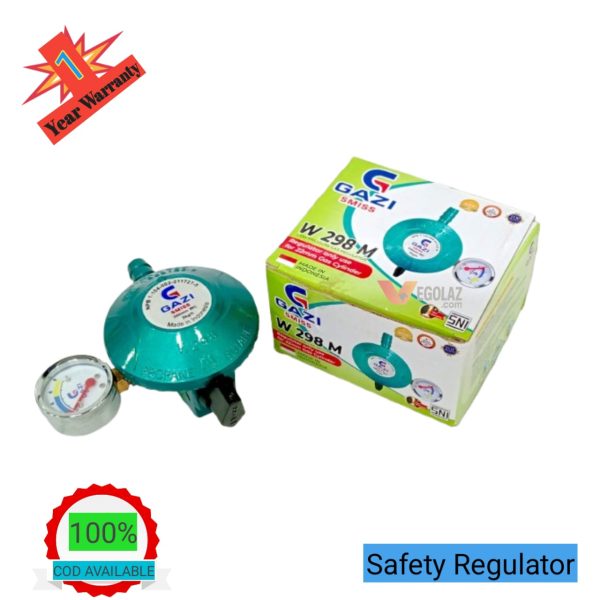 "Gazi Smiss LPG Gas Regulator W-298M with Meter – 22mm Low Pressure" "Original Gazi LPG Gas Regulator with Meter and 1 Year Warranty" "Gazi Smiss 22mm Gas Cylinder Regulator W-298M" "Low Pressure Gazi LPG Regulator with Meter – Safe Cooking" "Gazi Home Appliance Regulator W-298M with Meter"