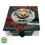 "Jamuna Gas Stove JGS-S1 Blue Flower Single Burner Tempered Glass with Cast Iron Burner"