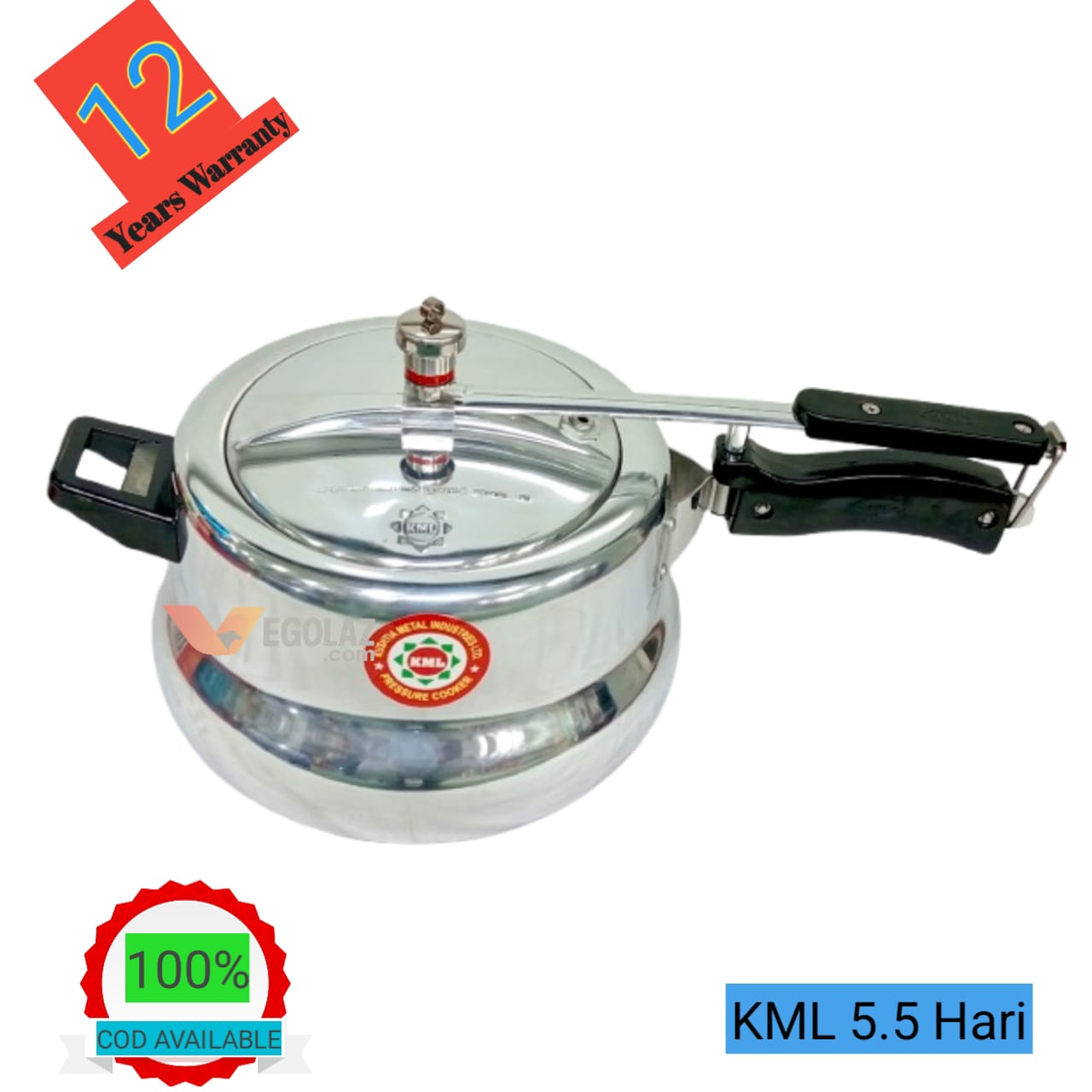 "KML 5.5L Hari Pressure Cooker – Aluminium Body, Safe Handle, Hari Design by Kushtia Metal Ltd."