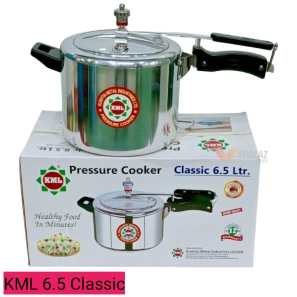 "KML 6.5L Classic Pressure Cooker – Aluminium Body, Safe Handle, Kushtia Metal Ltd."