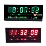 VISION Digital LED Clock with Green & Red LED, temperature display, wall and desktop compatible