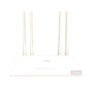 Cudy WR1200 AC1200 Dual Band WiFi Router with 4 High-Gain Antennas β Front and Side View