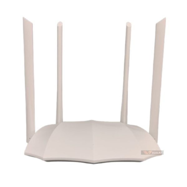 Tenda AC5 AC1200 Dual-Band WiFi Router with 4 External 6dBi Antennas – Front and Top View