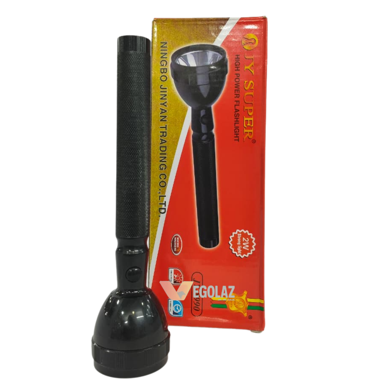 JY-SUPER 8990 rechargeable LED torch light front view