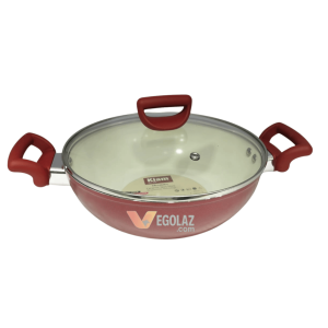 Kiam Chromatic 28cm forged karai with glass lid and ceramic non-stick coating