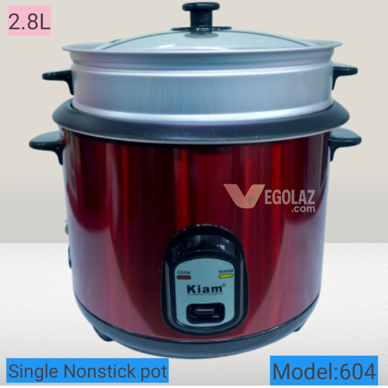 Kiam-2.8L-Rice-Cooker-604.jpg Kiam Rice Cooker 2.8L SJB-604-SS – Single Pot, SS Body, 1000W | - Image 1