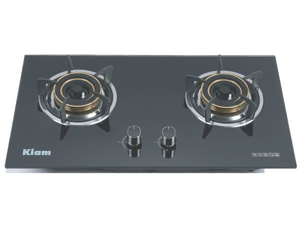 Kiam G-3000 Double Burner Glass Gas Stove | LPG & NG | Tempered Glass, Auto Ignition
