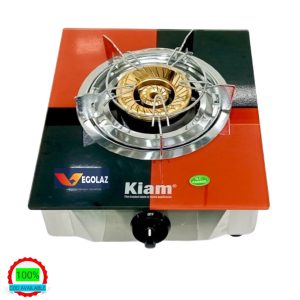 Kiam Single Burner Glass Gas Stove G-57 | Stainless Steel Body| Glass Top