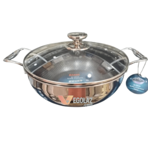 Kiam 26cm Honeycomb Triply Karai with Glass Lid