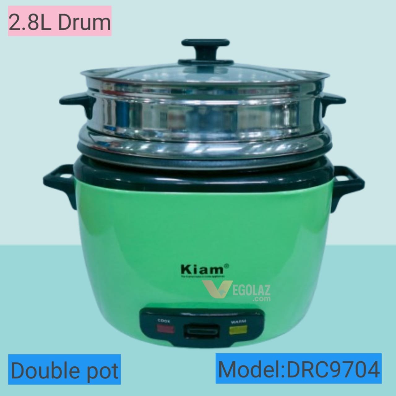 Kiam Rice Cooker 2.8L – Model:DRS-9704 SS Drum Body (Double 1SS+1NS DRUM Pot)