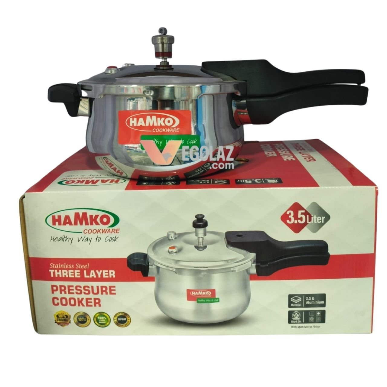 Hamko 3.5L Stainless Steel Three Layer Pressure Cooker Gas Stove Compatible