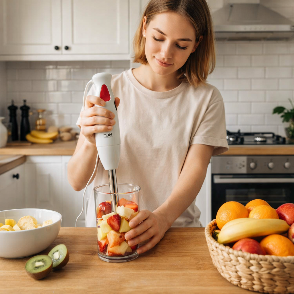 Mukti 200W Automatic Hand Blender | Stainless Steel Stick Blender for Blending, Pureeing & Chopping