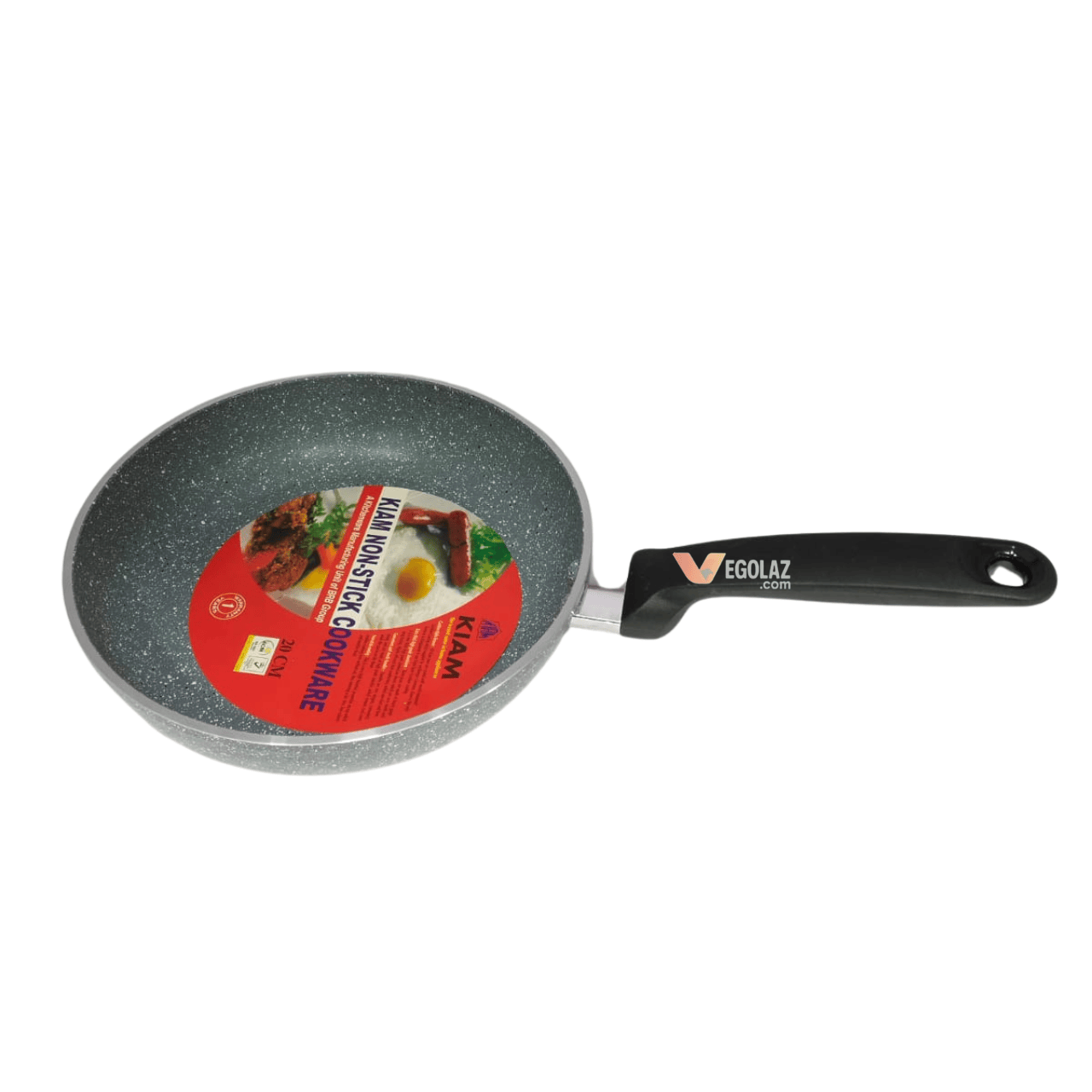 Kiam Non-Stick Fry Pan 20cm with Glass Lid, Aluminium Tapper Frypan for Healthy Cooking