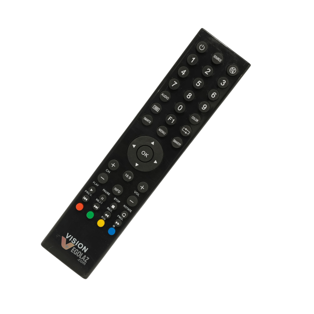 VISION TV Remote Control with Source, Menu, 16:9 and Media Control Buttons
